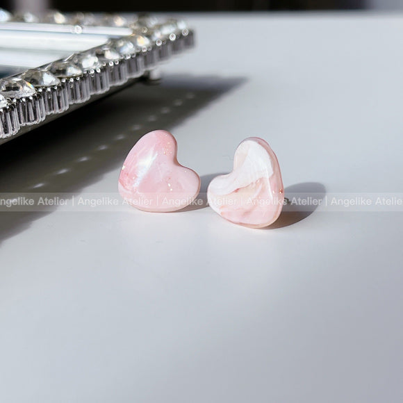 Dreamy Pink Heart Studs #2