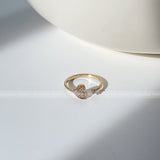 Diamond Side Heart Open Ring