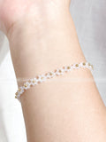 White Flowers Glass Bracelet | Daisy Bracelet